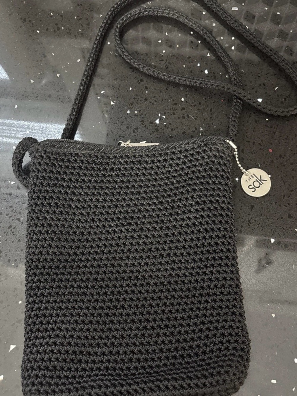 The Sak Black Crochet Crossbody Pouch 7x9 vintage